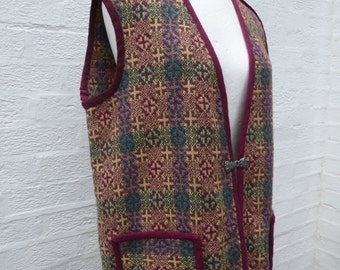 Tapestry waistcoat 1970s vintage welsh tapestry gilet sleeveless jacket clothing wool vest vintage jerkin top Welsh waistcoat large ladies.