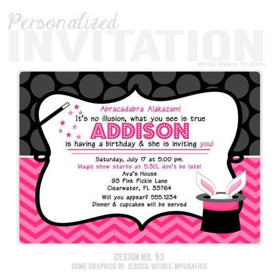Items similar to Magic Invitation, Magic Birthday Party, Magic Party ...