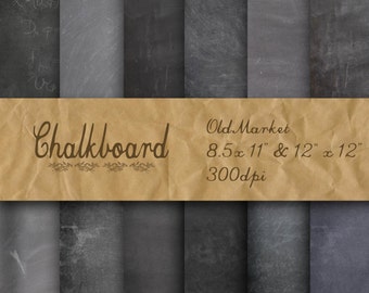 Chalkboard Digital Paper - Blackboard Backgrounds - 8.5"x11" and 12"x12" - Commercial Use Chalkboards - INSTANT DOWNLOAD