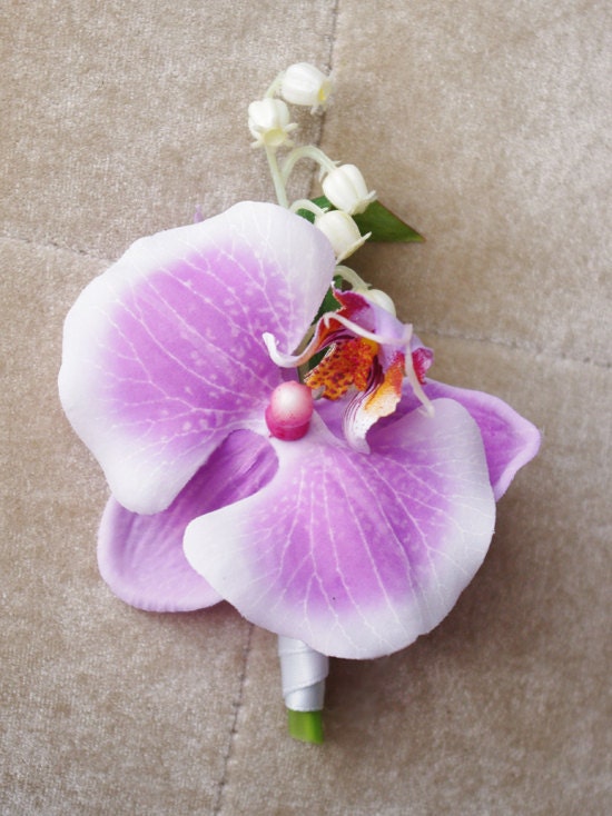 Silk Lilac Phalaenopsis Orchid Wedding Boutonniere Or Corsage