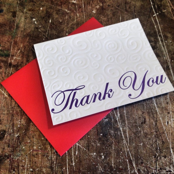 Items similar to Embossed Thank You Cards A2 Blank Inside on Etsy
