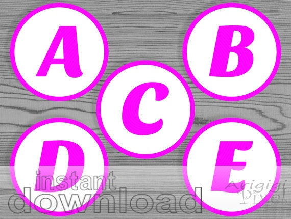 Hot Pink Alphabet and Numbers for Party Banner, Make Personalized Party Decoration for Birthdays, Baby Shower, printable Il_570xn