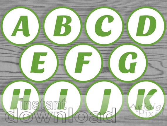 items similar to green printable alphabet circle numbers