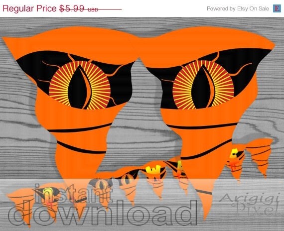 ON SALE 50 % OFF printable Halloween party banner, mummy, spooky eyes, orange , '' beware '' text, party garland, decoration, Diy, instant d Il_570xn