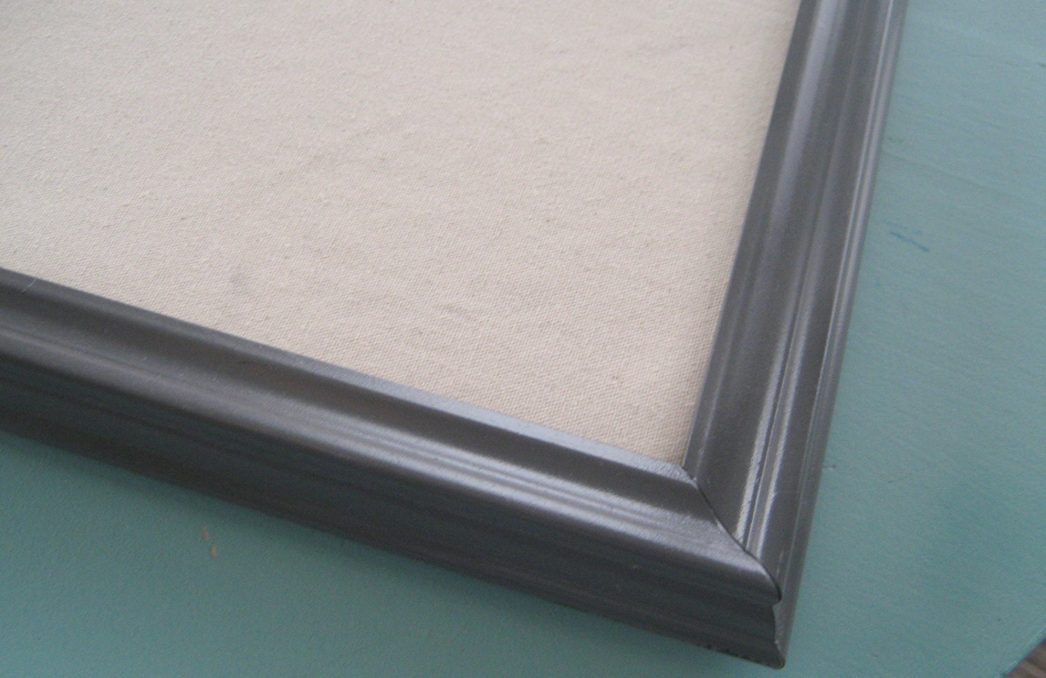 Dark Gray Pin Board Linen Bulletin Board Modern Framed Neutral