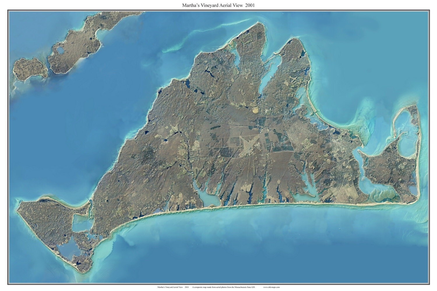 Martha's Vineyard 2001 Aerial View Custom Composite Map