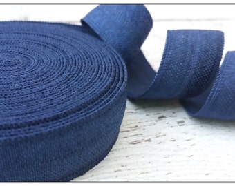 5/8 NAVY Fold Over Elastic 5 or 10 YARDS