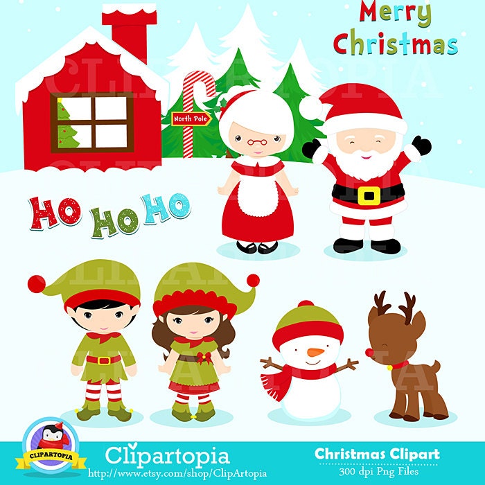 Christmas Clipart / Cute Christmas Clip art / Santa by ClipArtopia