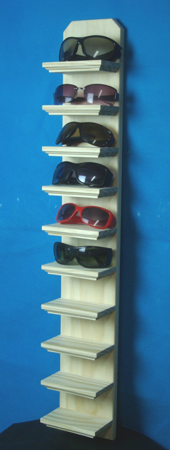 Items Similar To 35 Tall Unfinished 10 Shelf Wall Mount Sunglasses Display Shelf Eyeglass Rack