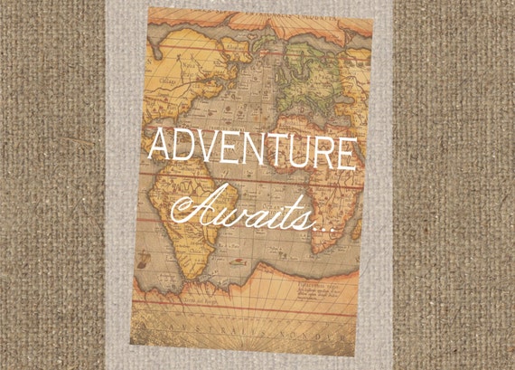 Adventure Awaits Vintage Map Print Digital Download 4528