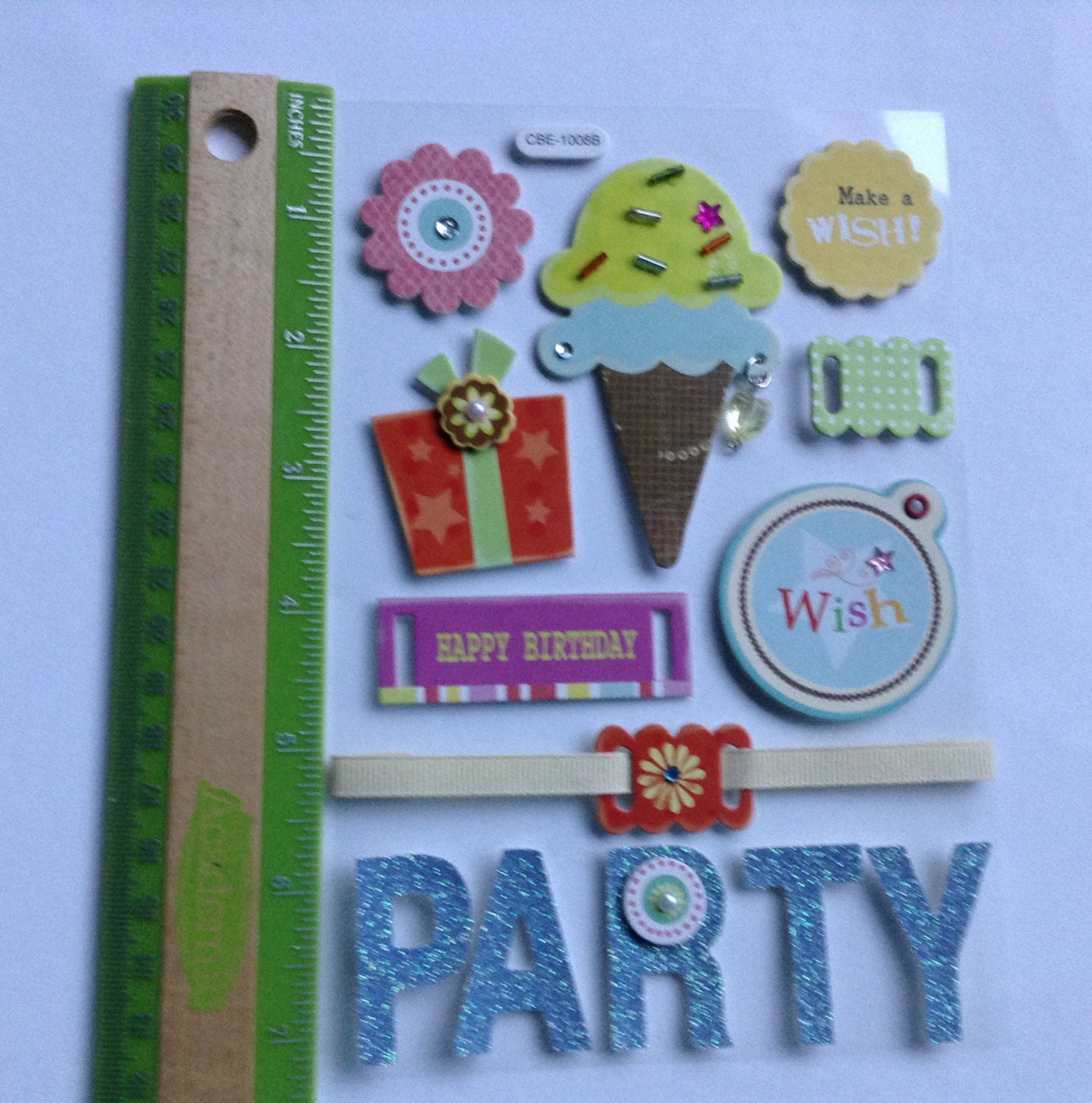 New RARE Scrapbooking Dimensional Glitter Chipboard Stickers