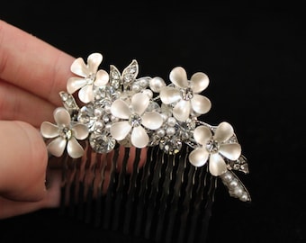 Flower with Rhinestone Hair Clip, Wedding, Flower Girl, Hair Piece