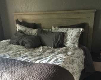 King Size Headboard - Distressed Gray - Vintage style, Handmade, Wood Headboard, Handcrafted, Custom Built Furniture