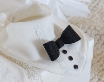 Christening Baby boy baptism bib Bib scarf 1st Birthday baby boy Bandana bib Drool bib Bow tie bib Baby shower gift