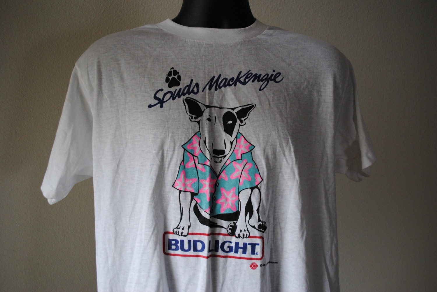 1986 Spuds Mackenzie in a Hawaiian Shirt Vintage Bud Light