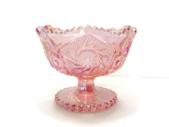 Vintage Pink Carnival Iridescent Glass Bowl