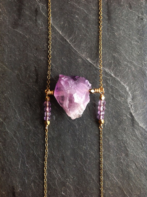 Gold and Amethyst Long Chestplate-By Loop JewelryBoho