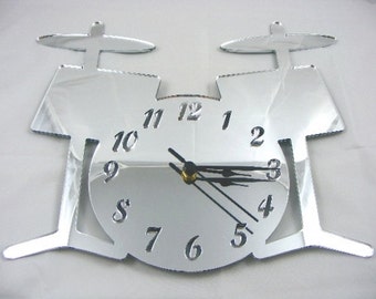 Drum Kit Clock Mirror - 2 Sizes Available