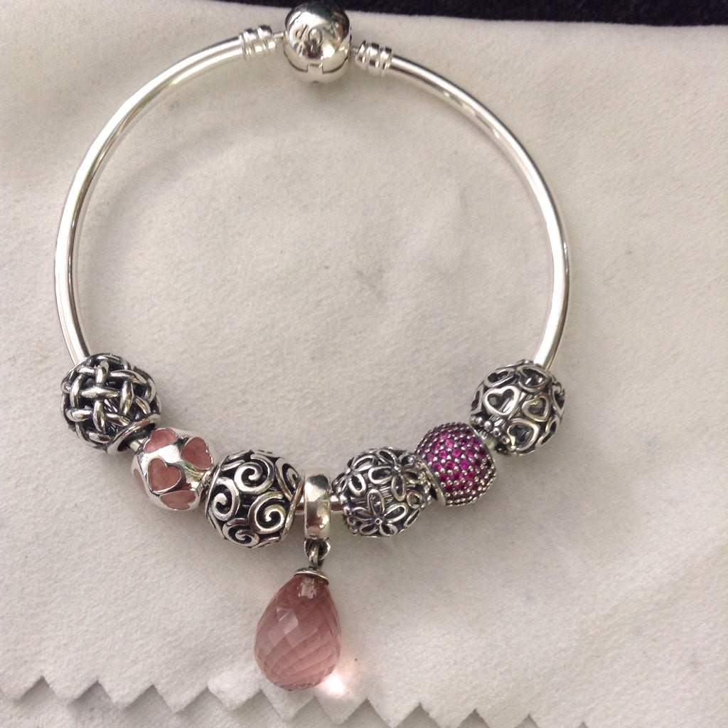 Pandora Jewelry Bangle Pandora bracelet charms charm pink silver