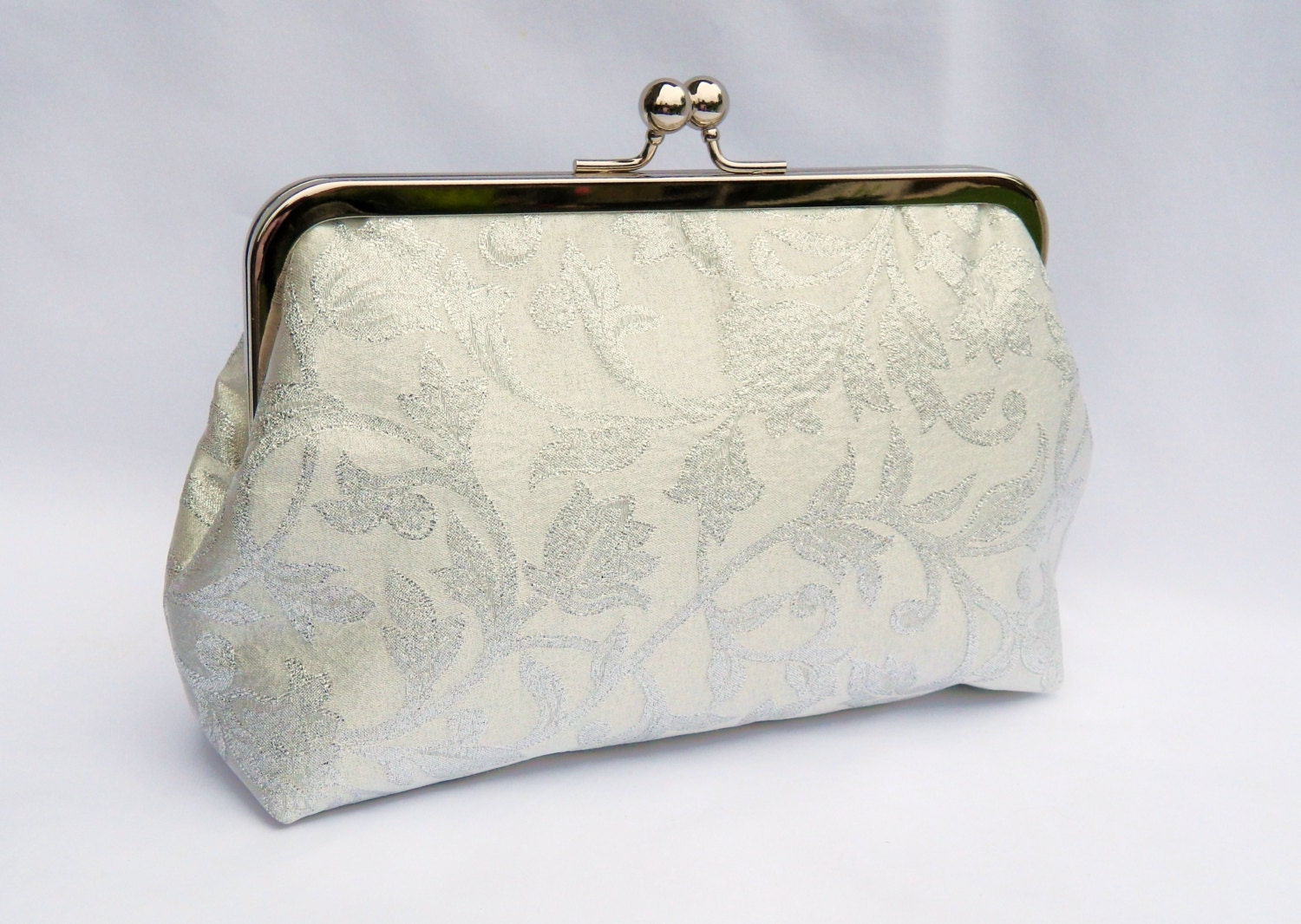 Bridal clutch purse Silver Floral Clutch Wedding Clutch