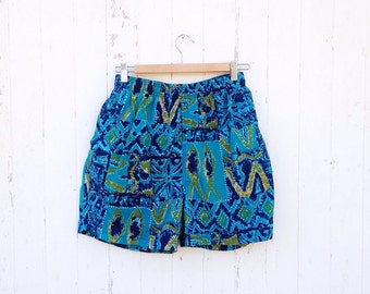 Vintage Hang Ten Indonesian Print Board Shorts Swim Trunks Sz M Blue ...