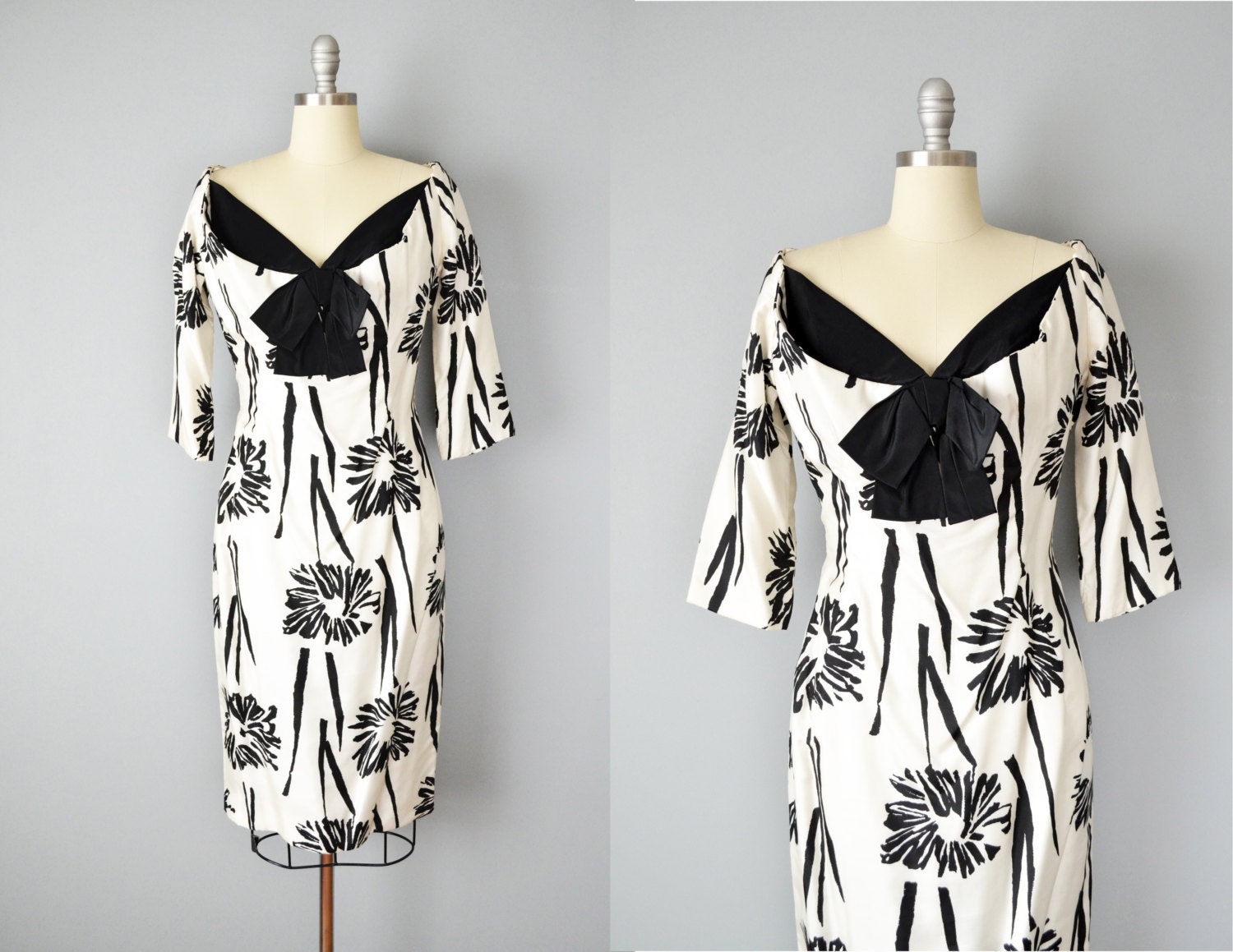 Vintage 50s Dress // 1950s Black and White by OffBroadwayVintage