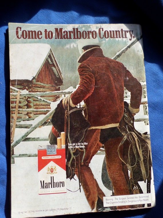 Christmas issue, vintageOUI magazine 1972,   with full back cover Marlboro man in snow, adult male