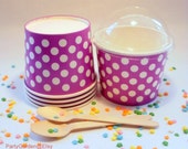 25 Purple Polka Dot Ice Cream Cups - Large with DIY Labels Il_170x135