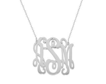 Silver monogram necklace Any intial necklace by justforfundesign