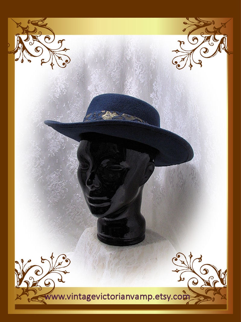 Navy Blue Western Riding Hat Vintage Hat From the 80's