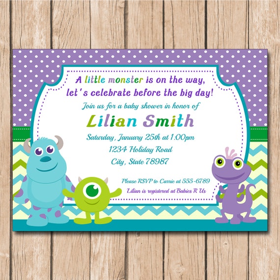 Mini Monsters Inc. Baby Shower Invitation | Boy or Girl, Neutral - 1 ...