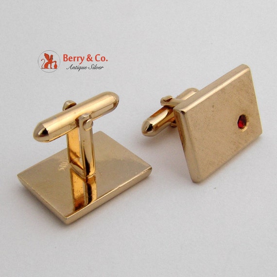 Vintage Rectangular Cufflinks Swank Gold Tone 1960 By Berrysgems