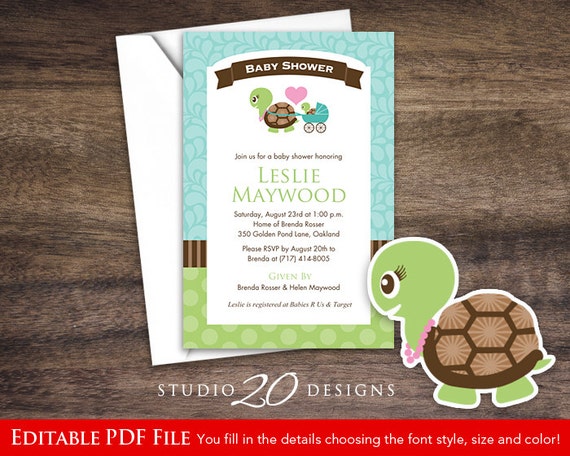 Baby Shower Invitations Turtle Theme 7