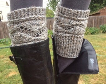 Boot Cuffs in Grey Marble Color , Boot warmers , Knitted Boot Toppers, Women's leg warmers, or Select Color