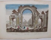 Basset L'Entree du Temple du Soleil Palmire 1700's Optical View Antique Print