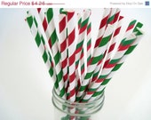 ON SALE 25 Christmas Red and Green Paper Straw Mix - - ships less than 24 hours Il_170x135