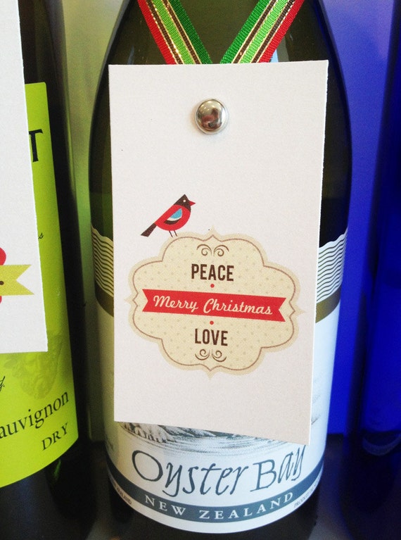 Personalized Wine Bottle gift Tags Christmas Holiday by TIPgifts