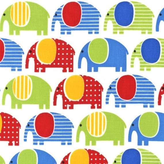Items similar to Robert Kaufman Urban Zoologie Primary Elephants by Ann