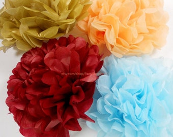 Tissue Paper Pom Poms set of 20 CHOOSE YOUR COLORS Wedding Birthday Baby Shower Party decoration