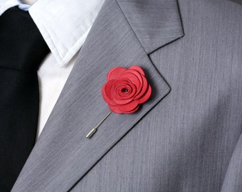 Brown lapel flower lapel pin modern groomsmen by NevesticaLeather