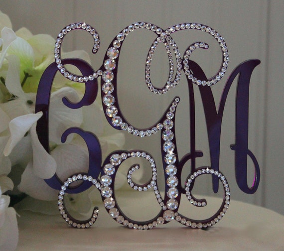 5 Monogram Wedding 3 Initial Cake Topper Center By Initialmoments