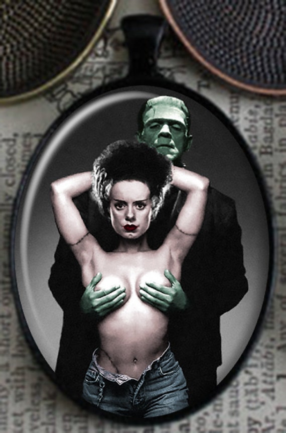 ROCKABILLY Large Sexy Bride of Frankenstein Topless Pendant Necklace