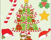 80% OFF Cute Christmas Baby Owl in a tree for clipart and card design, vector graphics, digital clipart, instant download AMB-359 Il_170x135