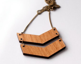 Chevron Laser Cut Wood Necklace