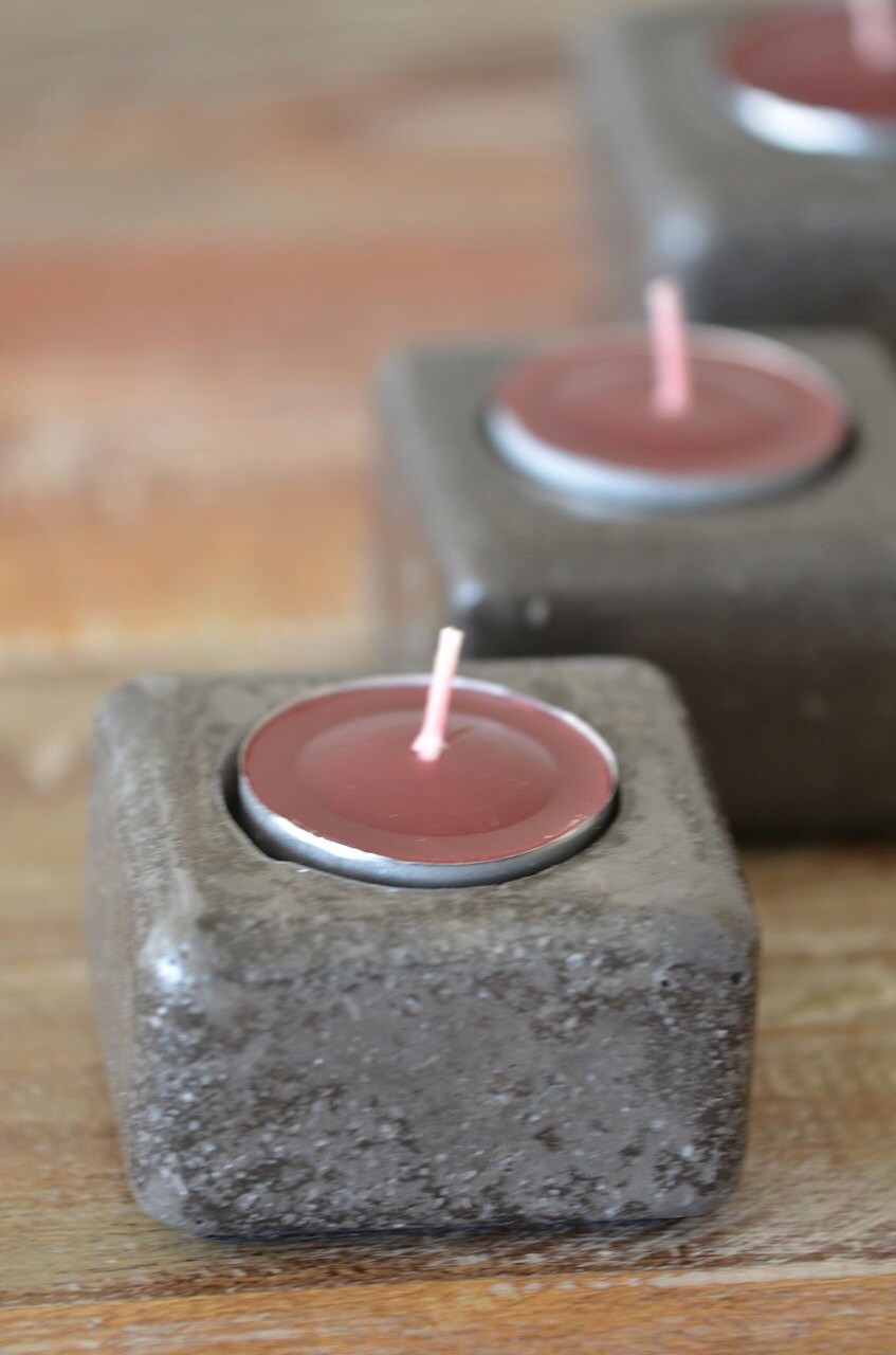 Set of three concrete candle or tealight holders by SMOLDesign