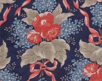 CLEARANCE - Grant Park Navy Floral Yardage by Minick & Simpson for Moda, 1/2 yard, 14770 16