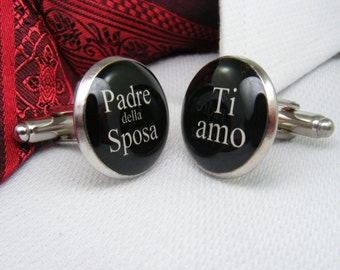 Padre della Sposa - Ti amo Gemelli - Matrimonio Gemelli - Italian Cufflinks - Wedding Ideas - Italiano Gemelli - Gioielli da Uomo - Nozze