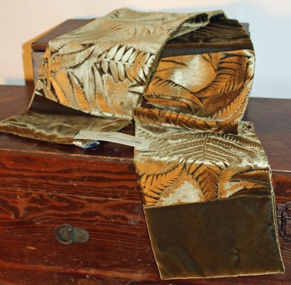 Hand printed embossed velvet scarf botanical fern by kimberleymac