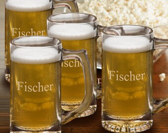 Personalized Beer Mug Set - Bar Glass Set - Groomsmen Gifts- Engraved Bar Glasses - RO175X4