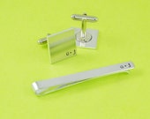 Custom Initials Tie Bar and Cuff Link Set - Hand Stamped Groomsman Gift Il_170x135